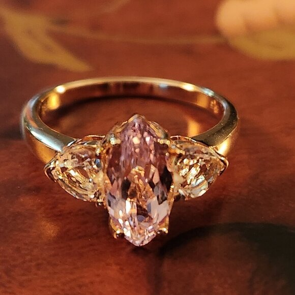 JTV Jewelry - JTV Kunzite Crystal Quartz 18K Rose Gold Over Silver Ring
